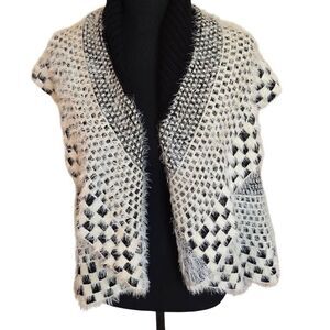Sioni Studio Womens Shawl Collar Textured Knit Vest Shrug Sweater PS/PM